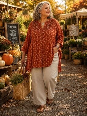 MarketPlace Handwork of India Fair Trade Block Print Cotton Tunic 4W Artisan